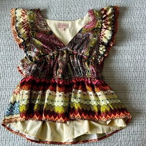 Silk, multicolored vneck top